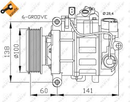 Nrf компресор кондиціонера Audi A4/A5/A6/A8/Q5 1.6-3.0 NRF 32263 - Заображення 1