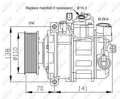 Nrf компресор кондиціонера Audi Q7 04-15/VW Touareg02- NRF 32613 - Заображення 2
