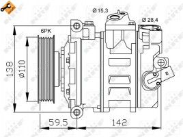 Nrf компресор кондиціонера VW Caddy III/IV 1.6-2.0 TDI NRF 32146 - Заображення 1
