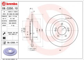 Brembo Диск тормозной Brembo 08.C250.11 - Заображення 1