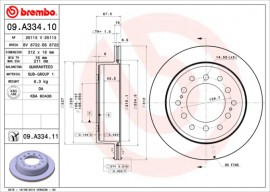 Brembo Диск тормозной Brembo 09.A334.11 - Заображення 1