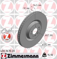 Zimmermann Диск тормозной Coat Z Zimmermann 400.3670.20 - Заображення 1