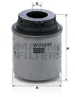 Mann-Filter W 712/91 Фильтр масляный MANN MANN-FILTER W 712/94 - Заображення 1