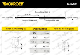 Monroe Амортизатор капота MONROE MN ML6181 - Заображення 1