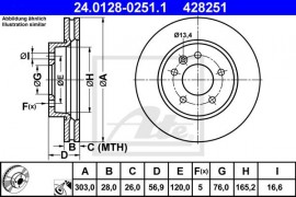 Ate Тормозной диск ATE 24.0128-0251.1 - Заображення 1