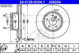 Ate Тормозной диск ATE 24.0128-0254.1 - Заображення 1