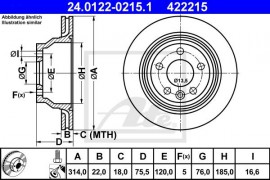 Ate Тормозной диск ATE 24.0122-0215.1 - Заображення 1