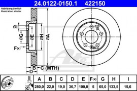 Ate Тормозной диск ATE 24.0122-0150.1 - Заображення 1