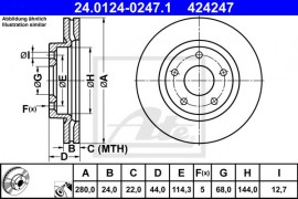 Ate Тормозной диск ATE 24.0124-0247.1 - Заображення 1
