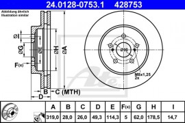 Ate Тормозной диск ATE 24.0128-0753.1 - Заображення 1