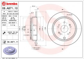 Brembo Тормозной диск Brembo 08.A871.10 - Заображення 1