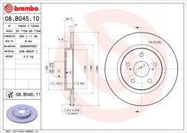 Brembo Тормозной диск Brembo 08.B045.10 - Заображення 1