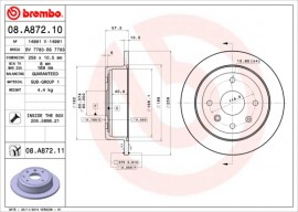 Brembo Тормозной диск Brembo 08.A872.10 - Заображення 1