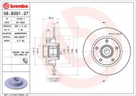 Brembo Тормозной диск Brembo 08.B391.27 - Заображення 1