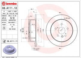 Тормозной диск Brembo Painted disk 08.A111.11