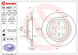 Тормозной диск Brembo Painted disk 08.A957.11