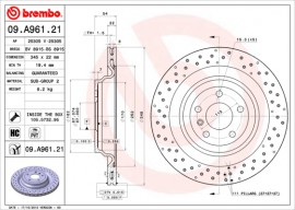 Тормозной диск Brembo Painted disk 09.A961.21