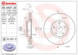 Brembo Тормозной диск Brembo Painted disk 09.A427.21 - Заображення 1