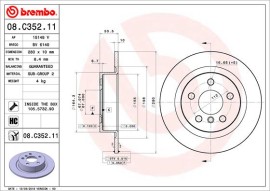 Brembo Тормозной диск Brembo Painted disk 08.C352.11 - Заображення 1