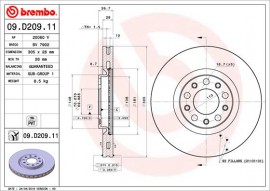Тормозной диск Brembo Painted disk 09.D209.11