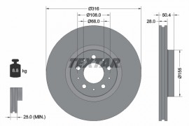 Textar Тормозной диск TEXTAR TX 92126603 / 98200 1266 0 1 PRO - Заображення 1