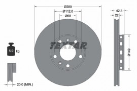Textar Тормозной диск TEXTAR TX 92152200 / 98200 1522 0 1 - Заображення 1