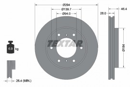 Textar Тормозной диск TEXTAR PRO TX 92180203 / 98200 1802 0 1 PRO - Заображення 1