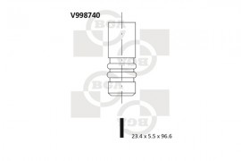 BGA Клапан выпускной 23.4*5.5*96.5 1.6HDI ci, pe Citroen Berlingo 08- BGA V998740 - Заображення 1