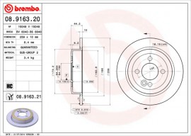 Brembo Гальмівний диск BREMBO 08.9163.21 - Заображення 1