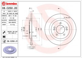 Гальмівний диск BREMBO 08.C250.21