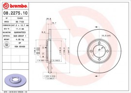 Brembo Гальмівний диск BREMBO 08.2275.10 - Заображення 1