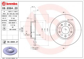 Brembo Гальмівний диск BREMBO 08.9364.21 - Заображення 1