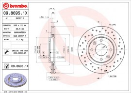 Brembo Гальмівний диск BREMBO 09.8695.1X - Заображення 1