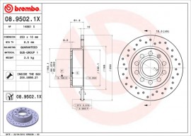 Brembo Гальмівний диск BREMBO 08.9502.1X - Заображення 1