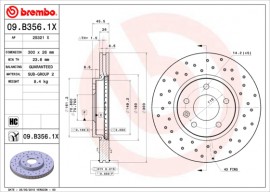 Brembo Гальмівний диск BREMBO 09.B356.1X - Заображення 1
