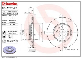 Brembo Гальмівний диск BREMBO 09.A727.21 - Заображення 1