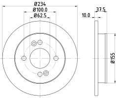 Nisshinbo Диск тормозной задний Hyundai i10/Kia Picanto 1.0, 1.1, 1.2 (11-) (ND6077K) NISSHINBO - Заображення 1