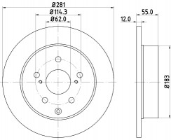 Диск тормозной задний Toyota RAV-4 2.0, 2.2, 2.4, 3.5 (05-) (ND1013K) NISSHINBO
