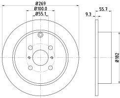 Диск тормозной задний Toyota Corolla 1.4, 1.6, 1.8 (02-07), Yaris 1.0, 1.3, 1.5 (01-05) (ND1081K) NISSHINBO