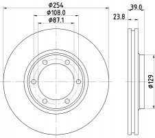 Nisshinbo Диск тормозной передний Mitsubishi L200 2.0, 2.5 (96-07) (ND3004K) NISSHINBO - Заображення 1