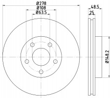 Диск тормозной передний Mazda 3 1.6, 2.0 (11-17)/ Ford Focus 1.6, 1.8, 2.0 (04-12) (ND5019K) NISSHINBO