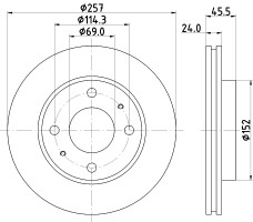 Диск тормозной передний Hyundai Elantra, Matrix/Kia Cerato 1.4, 1.6 (06-) (ND6044K) NISSHINBO