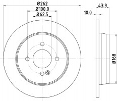 Nisshinbo Диск тормозной задний Hyundai Accent IV/ Kia Rio III 1.4, 1.6 (10-) (ND6075K) NISSHINBO - Заображення 1