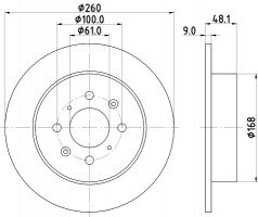 Nisshinbo Диск тормозной задний Honda Civic 1.4, 1.5, 1.6, 1.7 (98-05) (ND8009K) NISSHINBO - Заображення 1