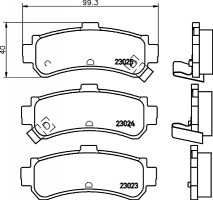 Колодки тормозные дисковые задние Nissan Almera 1.4, 1.6, 2.0 (95-00) (NP2064) NISSHINBO