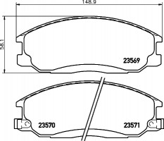 Nisshinbo Колодки тормозные дисковые передние Hyundai Santa Fe 01-06)/Ssang Yong Actyon, Kyron, Rexton 2.0, 2.4, 2.7 (05-) (NP6007) NISSHI - Заображення 1
