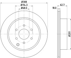Диск тормозной задний Nissan Navara, Pathfinder 2.5, 3.0, 4.0 (05-) (ND2032K) NISSHINBO
