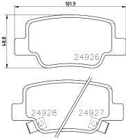 Nisshinbo Колодки тормозные дисковые задние Toyota Verso 1.6, 1.8, 2.0, 2.2 (09-) (NP1127) NISSHINBO - Заображення 1