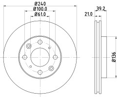 Nisshinbo Диск тормозной передний Honda Jazz 1.2, 1.3, 1.5 (02-08) (ND8022) NISSHINBO - Заображення 1