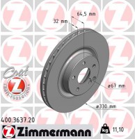 Zimmermann диск гальмівний Coat Z Zimmermann 400363720 A2114211012 - Заображення 1